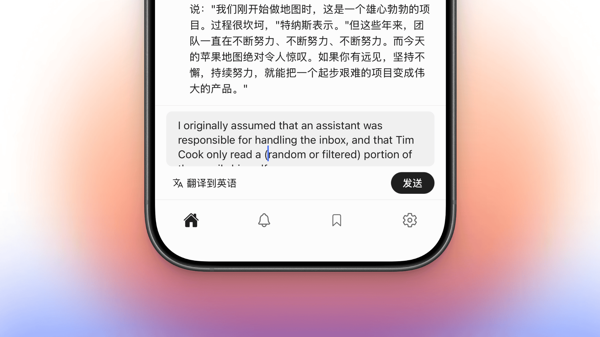 Haiker translating a reply to English before posting